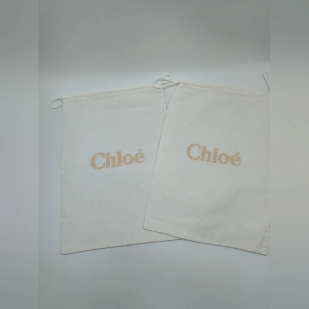 CHLOÉ Dust Bags Set 2 Canvas Drawstring 16.5x11.5 Replacement Storage - Picture 2 of 4